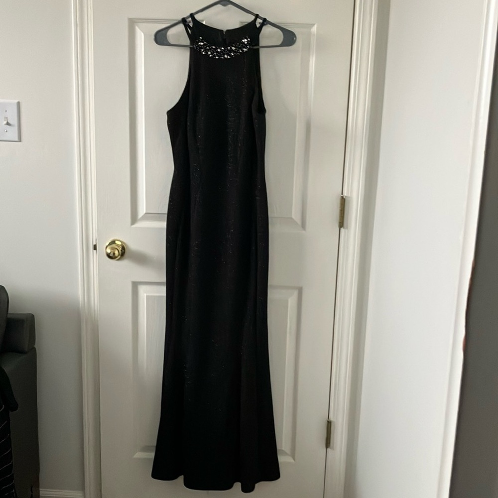 Black jeweled sparkly full length dress - excellent condition size 8